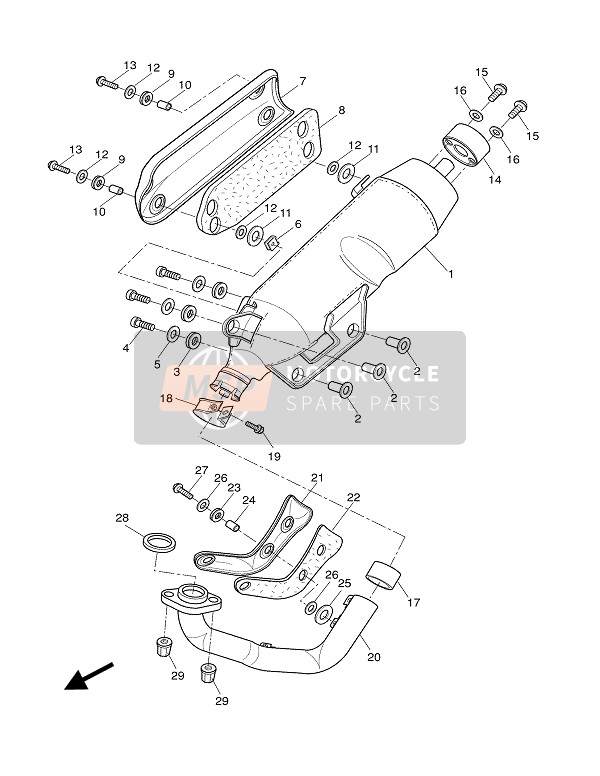 Yamaha XQ125 MAXSTER 2002 Exhaust for a 2002 Yamaha XQ125 MAXSTER